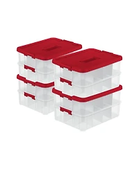 Sterilite 24 Compartment Stack and Carry Christmas Ornament Storage Box (4 Pack)