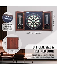 Sugift Dartboard and Cabinet Set with Led Light Official Size Game Bundle