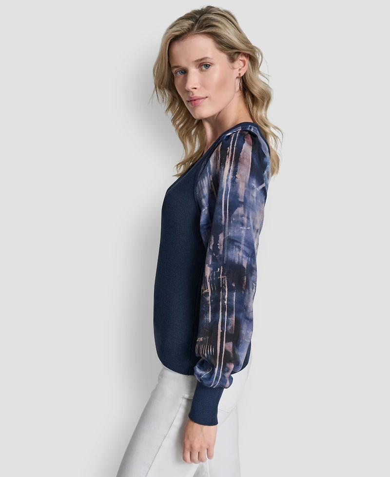 Dkny Women's Long Sleeve V-Neck Top