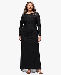 B&A By Betsy and Adam Plus Long-Sleeve Lace Back Sheath Dress