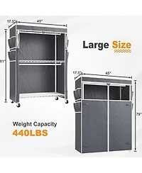 Raybee Heavy Duty Clothes Rack with Cover, 81" H Clothing Racks for Hanging Clothes, Portable Closet with Wheels and Adjustable Feet, Max Load