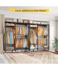 Raybee 79" H Clothes Rack Heavy Duty with Wheels, Clothing Rack for Hanging Clothes Rolling Portable Closet, 45" Wx17 Dx79 H