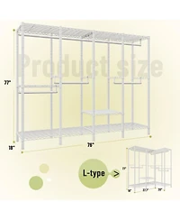 Raybee Clothing Racks for Hanging Clothes,Heavy Duty Clothes Rack with Shelves,Portable Closet Adjustable