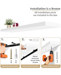 Sorbus 3 Pack 55 Inch Wall Mounted Floating Shelves - for Bathroom, Decor Bedroom, Kitchen, Living Room, Book Storage