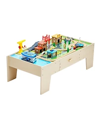 Sugift 62-Piece Train Table with Storage Drawer & Multi-Activity Top