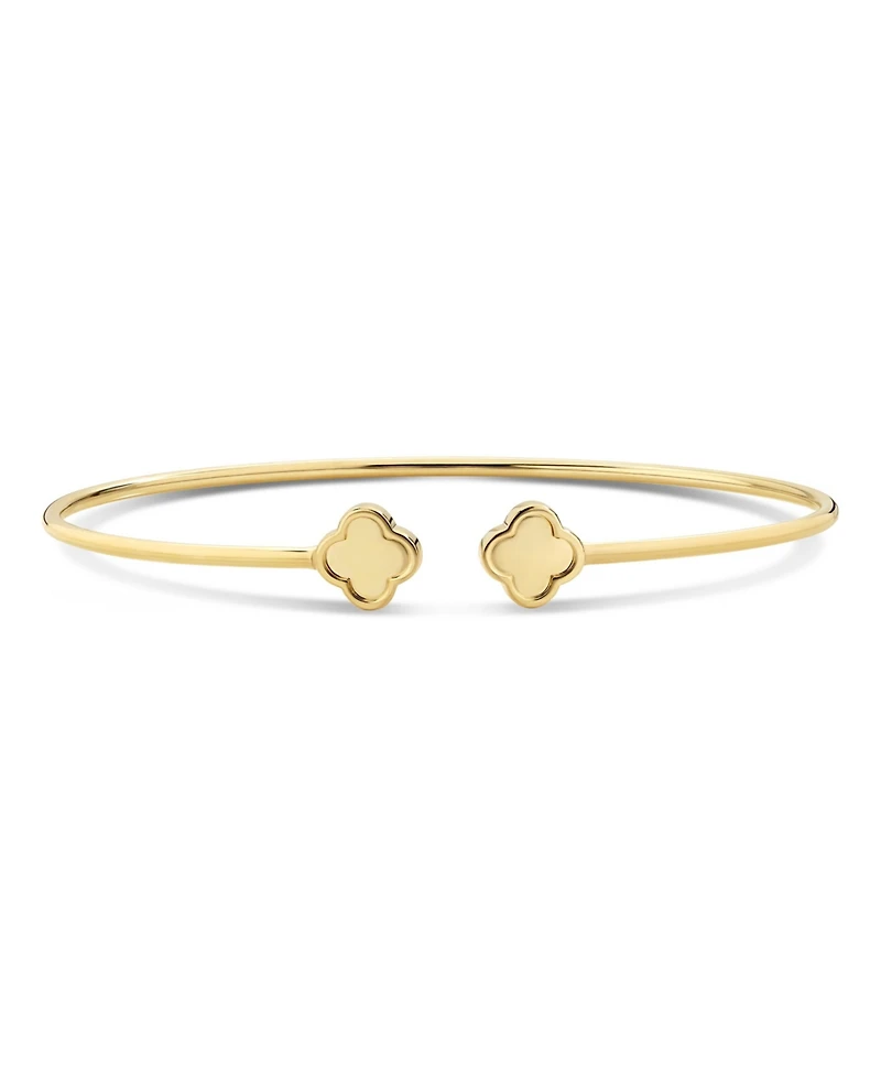 Devata Double Clover Bangle Bracelet in 14K Gold, Fits Small to Medium Wrist, Approx. 3.5 grams.
