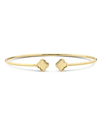 Devata Double Clover Bangle Bracelet in 14K Gold, Fits Small to Medium Wrist, Approx. 3.5 grams.