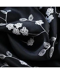 Rt Designer Collection Lilian Embroidered Blackout Luxurious Decorative Grommet Curtain Panel 54" x 84" Black