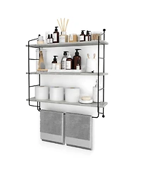 Sorbus 3-Tier Wooden Floating Shelves with Metal Brackets