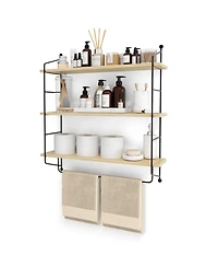 Sorbus 3-Tier Wooden Floating Shelves with Metal Brackets