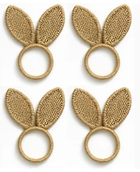 Elrene Burlap Bunny Ear Napkin Rings, Set of 4