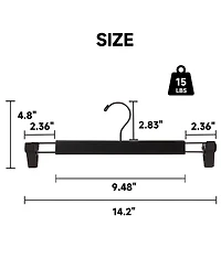 BP4U -Pack Premium Wooden Pants Hangers with Adjustable Clip, Heavy Duty Solid Wood Skirt Bottom for Trousers, Dress Slacks, Dresses