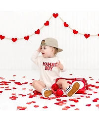 Sweet Wink Baby Boys Mama's Varsity Patch Valentine's Day Long Sleeve Romper