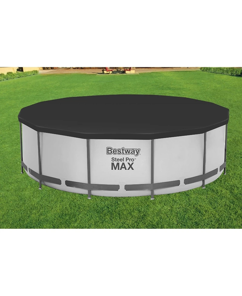 Bestway Flowclear 12 Foot Round Pool Cover w/ Drain Holes for Above Ground Pools