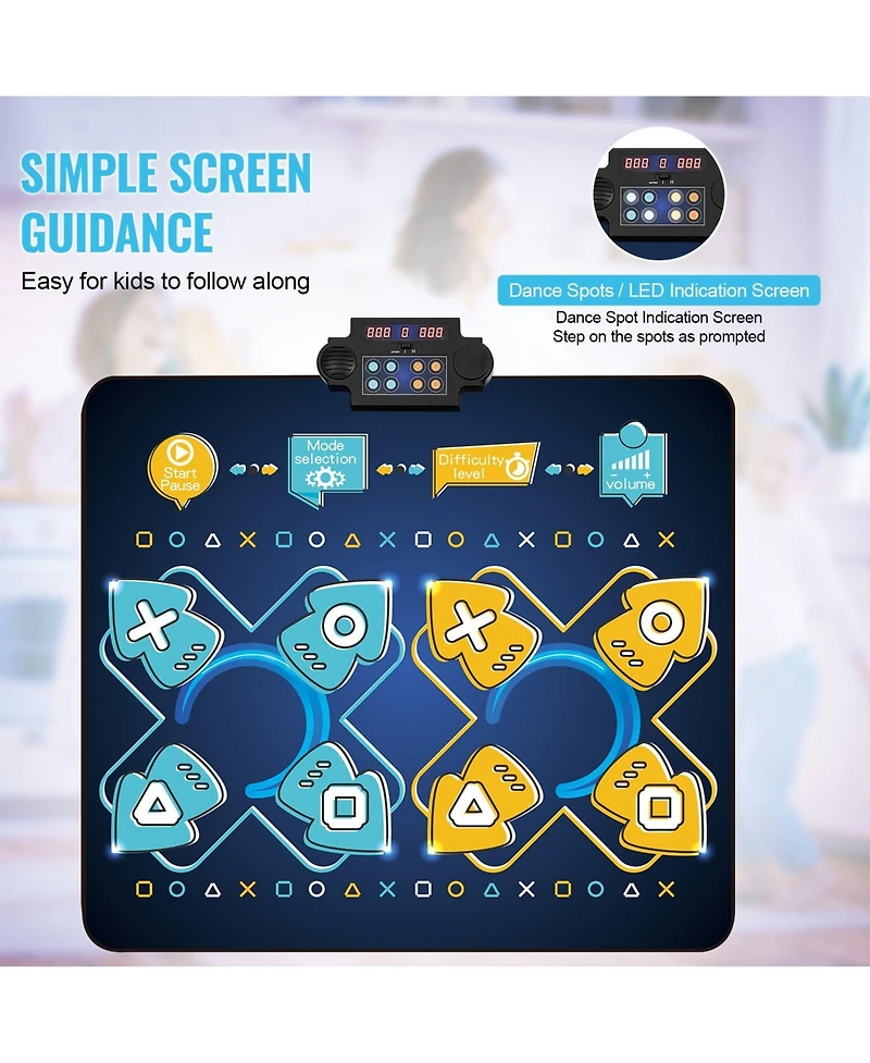 Slickblue Dance Mat for Kids Dance Pad Toys Two Player Gift for 3+ Year Old Girls