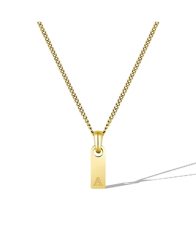 Vincero Men's Initial Tag Necklace - Gold with Micro Cuban Chain