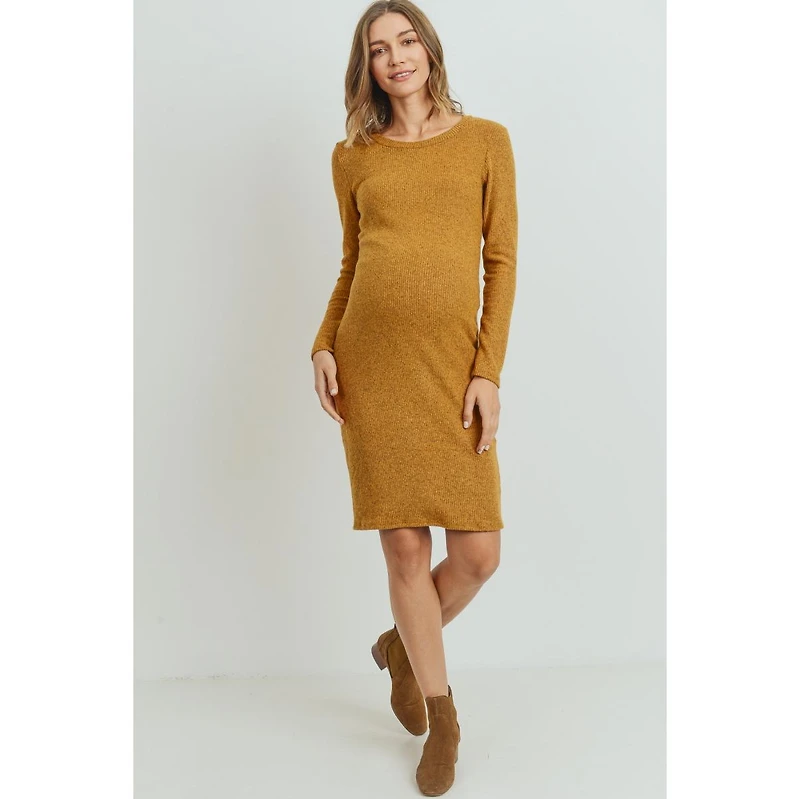 Hello Miz Maternity Ribbed Knit Long Sleeve Dress
