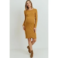 Hello Miz Maternity Ribbed Knit Long Sleeve Dress