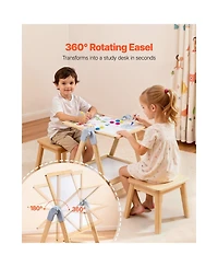 Wooden Kids Art Easel 2-in-1 Magnetic, Chalkboard, Paper Roll