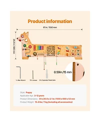 Slickblue Puppy Activity Wall Busy Board Panels, 12 Activities, Montessori Sensory Wall Toy for Kids 3-12 Years