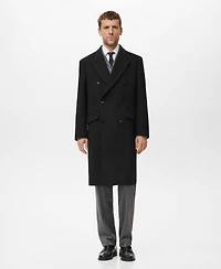 Mango Men's Long Double-Breasted Wool Coat