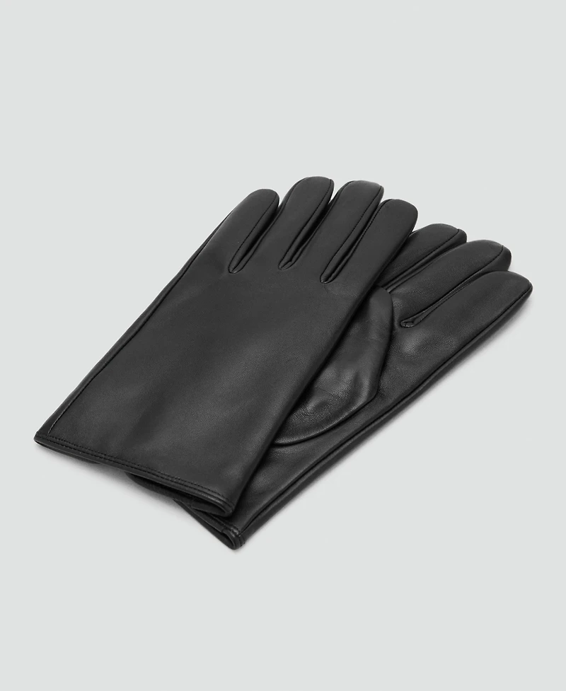 Mango Men's Stitching Detail Leather Gloves