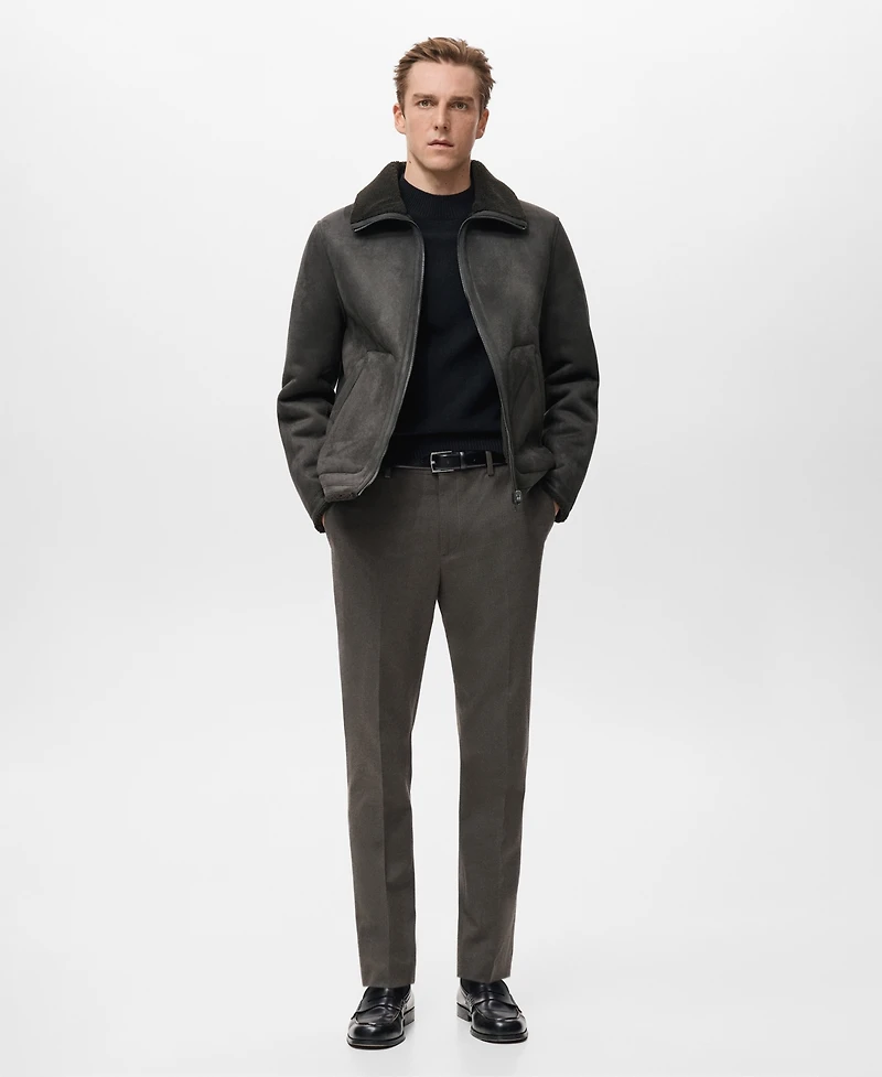 Mango Men's Shearling-Lined Faux-Leather Jacket