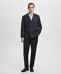 Mango Men's Striped-Print Slim-Fit Dress Shirt