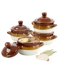 Elama French Onion Double Handle Soup Bowls, Set of 4, Service For 4
