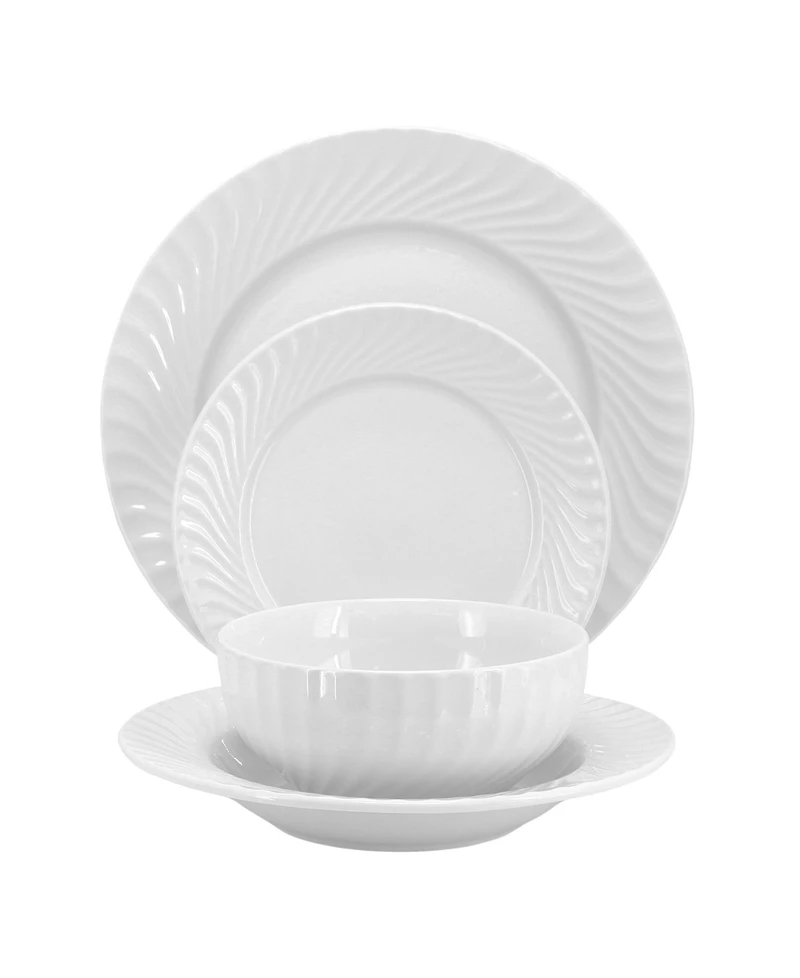 Elama Julia Scalloped 16-Pc. Dinnerware Set, Service For 4