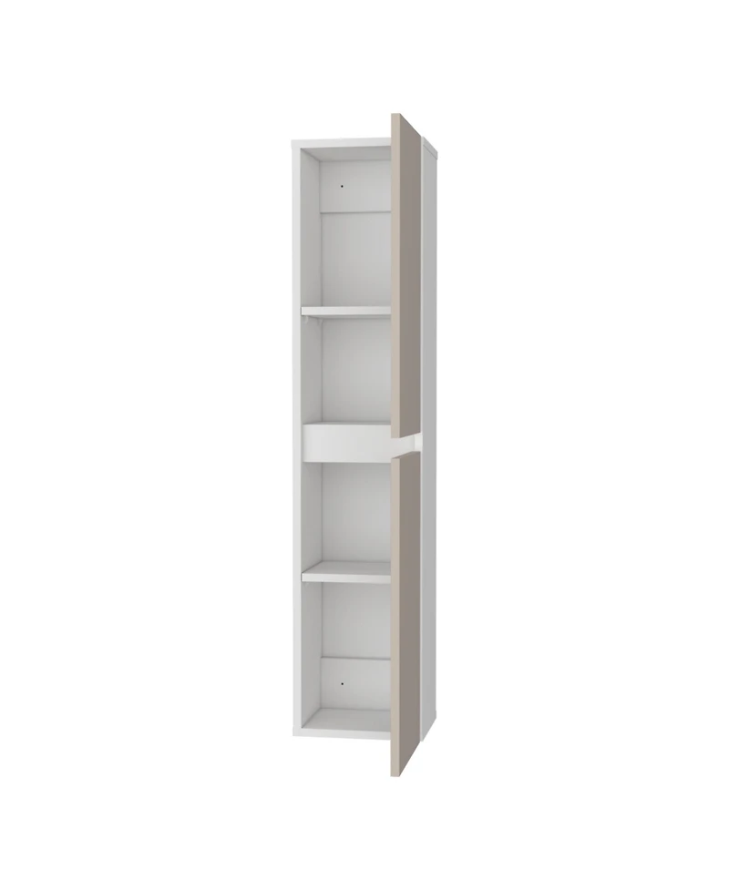 Fm Furniture Dateland Two-Door Wall Cabinet, Stylish Vertical Storage for Bathroom or Kitchen, Light beige and white