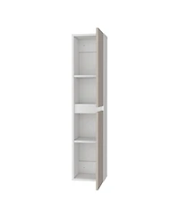 Fm Furniture Dateland Two-Door Wall Cabinet, Stylish Vertical Storage for Bathroom or Kitchen, Light beige and white