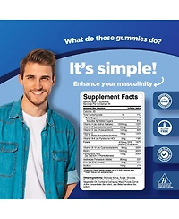 Men Multivitamins Gummies, Orange, Cherry, Strawberry, 90ct