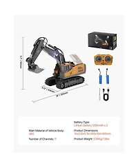 Slickblue Remote Control Excavator Toy, 11 Channel, 1:20 Scale Remote Control Digger Toy, Rc Excavator with Lights & Sound