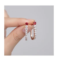 Sterling Silver Cubic Zirconia U-Shaped Huggie Hoop Earrings