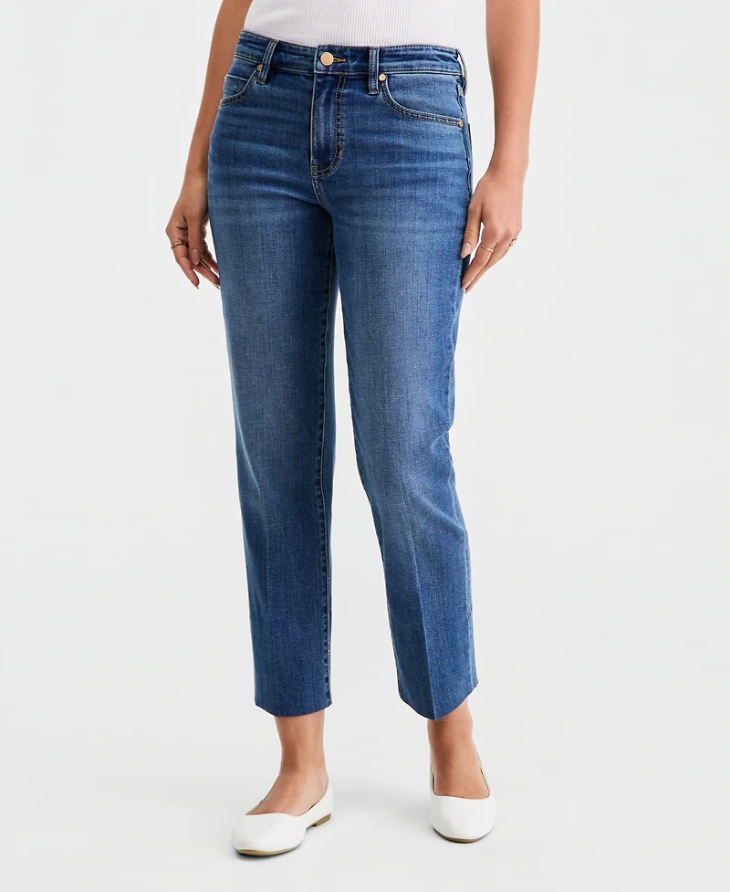 Liverpool Los Angeles Women's Kennedy Cropped Straight Blind-Hem Jeans