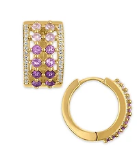 Macy's Multi-Gemstone (2 ct. t.w.) Huggie Hoop Earrings 14k Gold Over Sterling Silver (Also Available Amethyst)