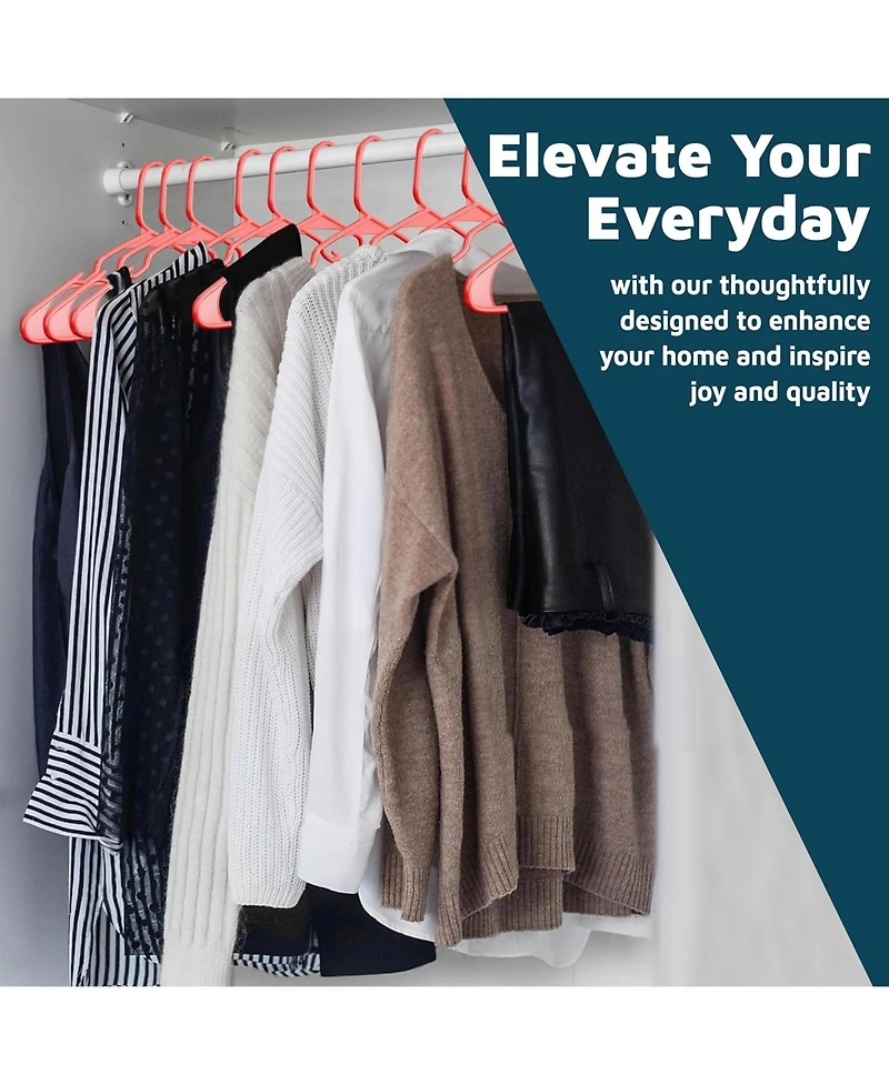 Lifemaster heavy-duty red hangers with non-slip grooves, space-saving design, holds 5 lbs. Pack of 5 for clothes & coats.