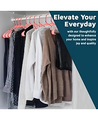 Lifemaster heavy-duty red hangers with non-slip grooves, space-saving design, holds 5 lbs. Pack of 5 for clothes & coats.