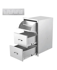 gaomon 17W x 21D x 30H Inch Outdoor Kitchen Drawers, Paper Towel Holder, Triple Stainless Steel Bbq Drawers, Grill Station