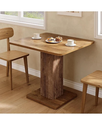 Tribesigns Small Dining Table for 2-4, 35.4" x 31.5" Kitchen Table with Fluted Base, Modern Farmhouse Dinner Table