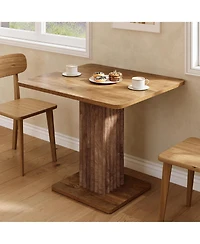 Tribesigns Small Dining Table for 2-4, 35.4" x 31.5" Kitchen Table with Fluted Base, Modern Farmhouse Dinner Table