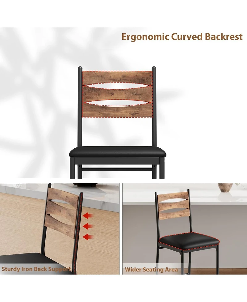 Gaomon Wooden Bar Stools Set of 2, Faux Leather Upholstered Bar Chairs with Backrest, Footrest & Thick Cushion, Counter Height