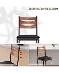 Gaomon Wooden Bar Stools Set of 2, Faux Leather Upholstered Bar Chairs with Backrest, Footrest & Thick Cushion, Counter Height