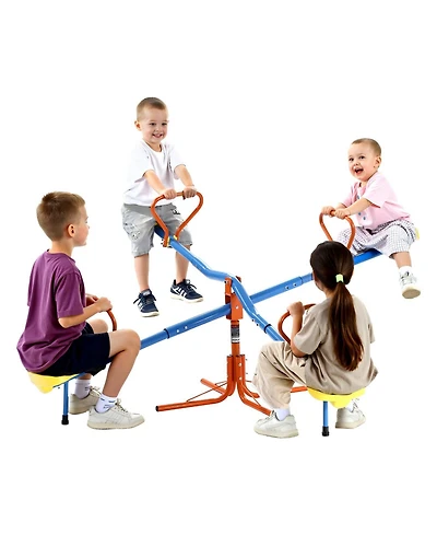 Mecale 4-Seat Sit and Spin Teeter Totter Kids Seesaw with 110 lb Capacity per Seat