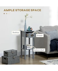 Homcom 29" 2-Tier Side Table with Drawer Shelf, End Table for Living Room,