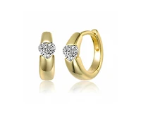 Genevive Women's 14K Gold Plated Cubic Zirconia Heart Hoop Earrings