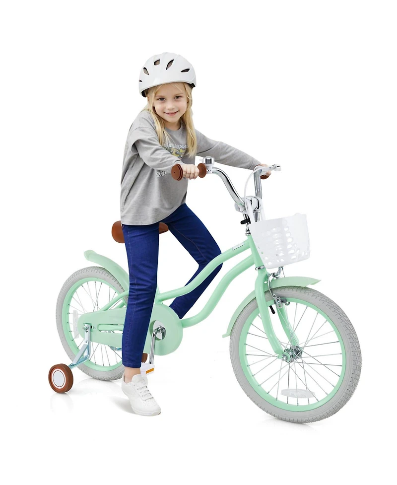 Sugift 18 Inch Kids Bike with Adjustable Seat and Bell for Kids 3-8 Years Olds