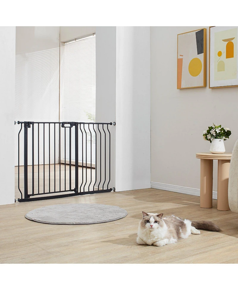 Cozito Extra-Wide Walk-Thru Safety Gate with Auto-Close, 29.5"-48.4", Black