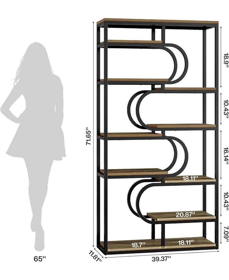 Tribesigns 5-Tier Industrial Bookshelf, 71-inch Tall Etagere Bookcase with Heavy-Duty Metal Frame